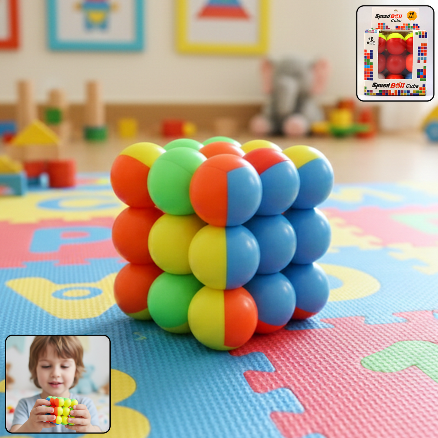 Colorful Speed Ball Cube toy by Wukusy, a vibrant puzzle cube with multiple sides and quick spin features for fun and challenge.
