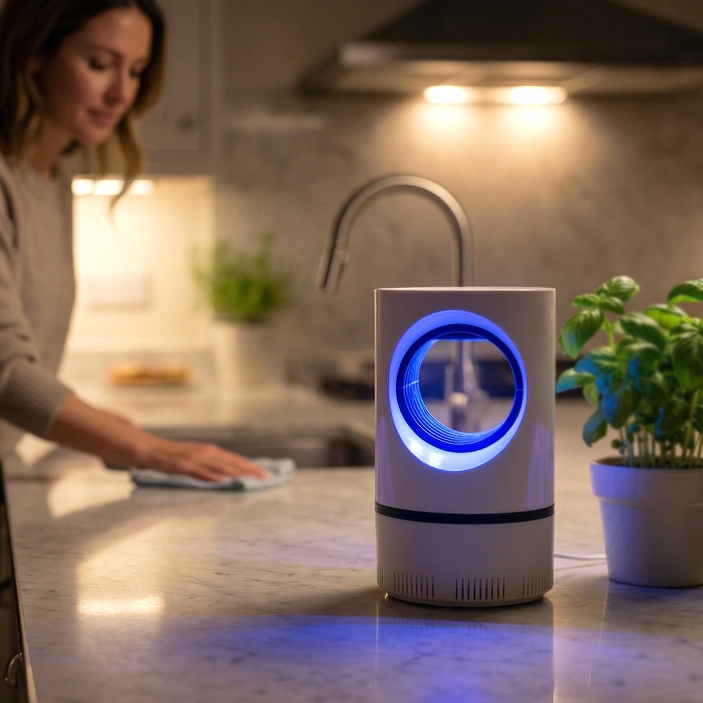 Wukusy photocatalysis suction electric mosquito killer lamp with fan and grid for insect elimination in indoor spaces