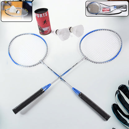 Set of premium Wukusy badminton rackets and shuttlecocks for recreational play, displayed on a clean background.