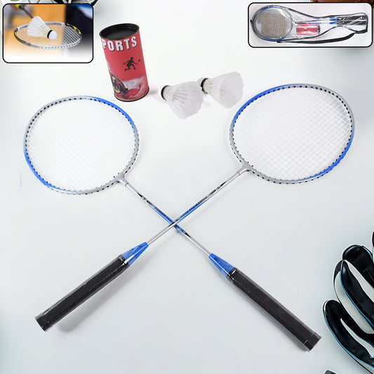 Set of premium Wukusy badminton rackets and shuttlecocks for recreational play, displayed on a clean background.