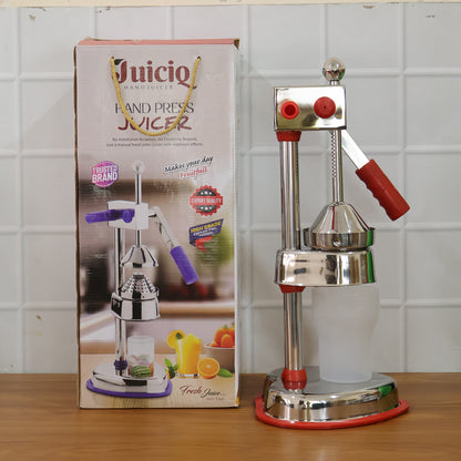 Wukusy heavy-duty manual hand press juicer machine set with sturdy handle and pressing plate for fresh fruit juice extraction