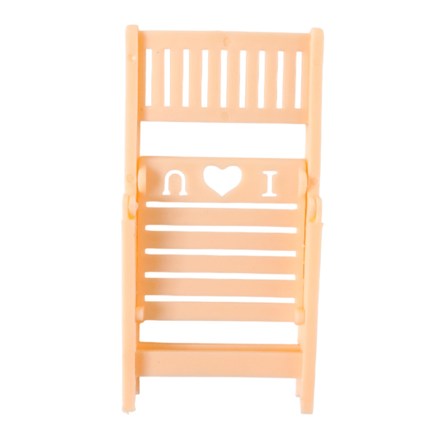 Peach-colored Wukusy mini chair shape mobile stand holder on a flat surface, designed for holding smartphones securely.