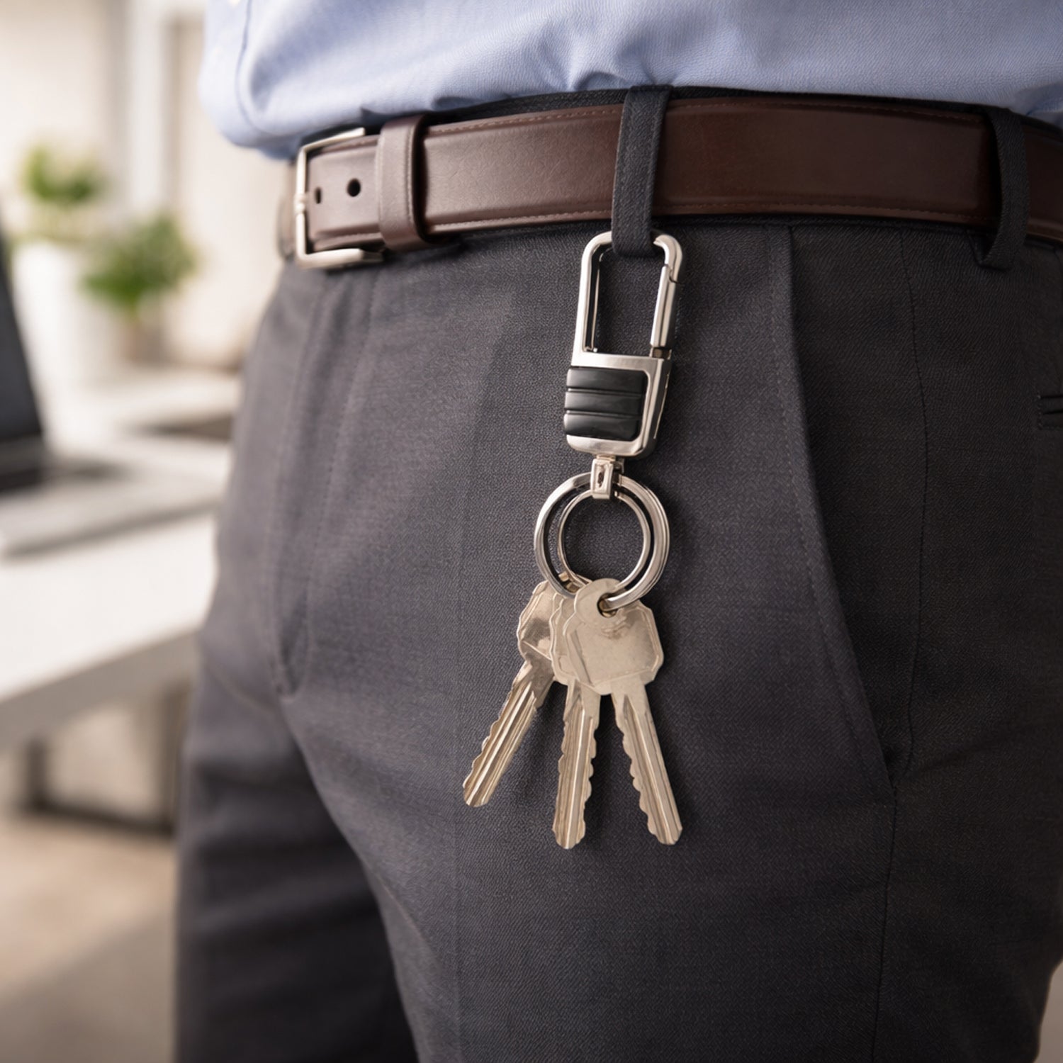 Heavy duty metal stylish keychain by Wukusy featuring a durable design and polished finish with a sleek, modern look.