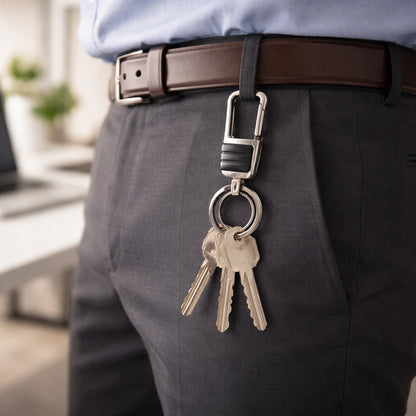 Heavy duty metal stylish keychain by Wukusy featuring a durable design and polished finish with a sleek, modern look.