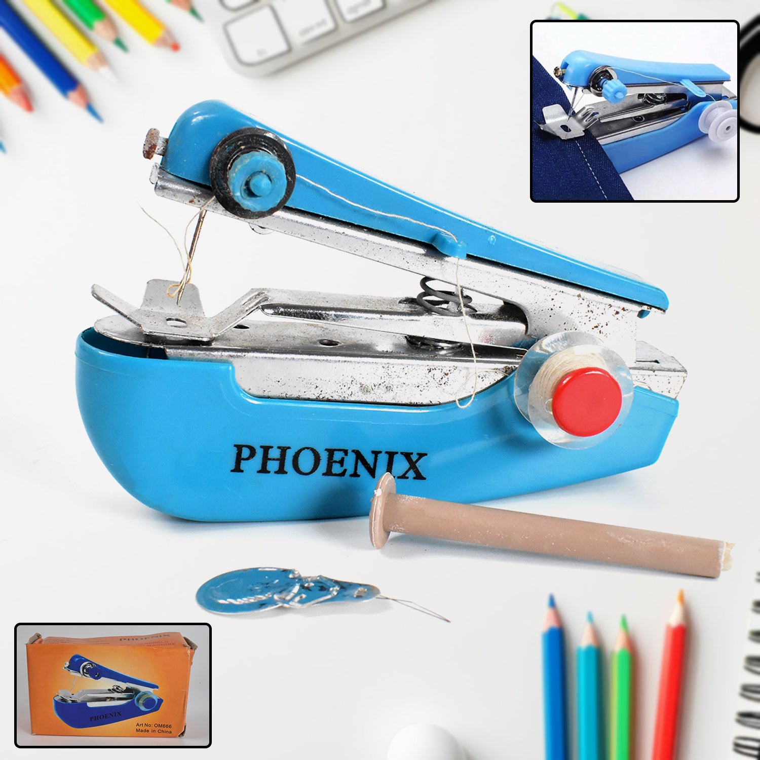 Wukusy Handy Stitching Stapler Machine, portable mini cordless sewing tool for clothing and fabric repair, manual hand-operated device