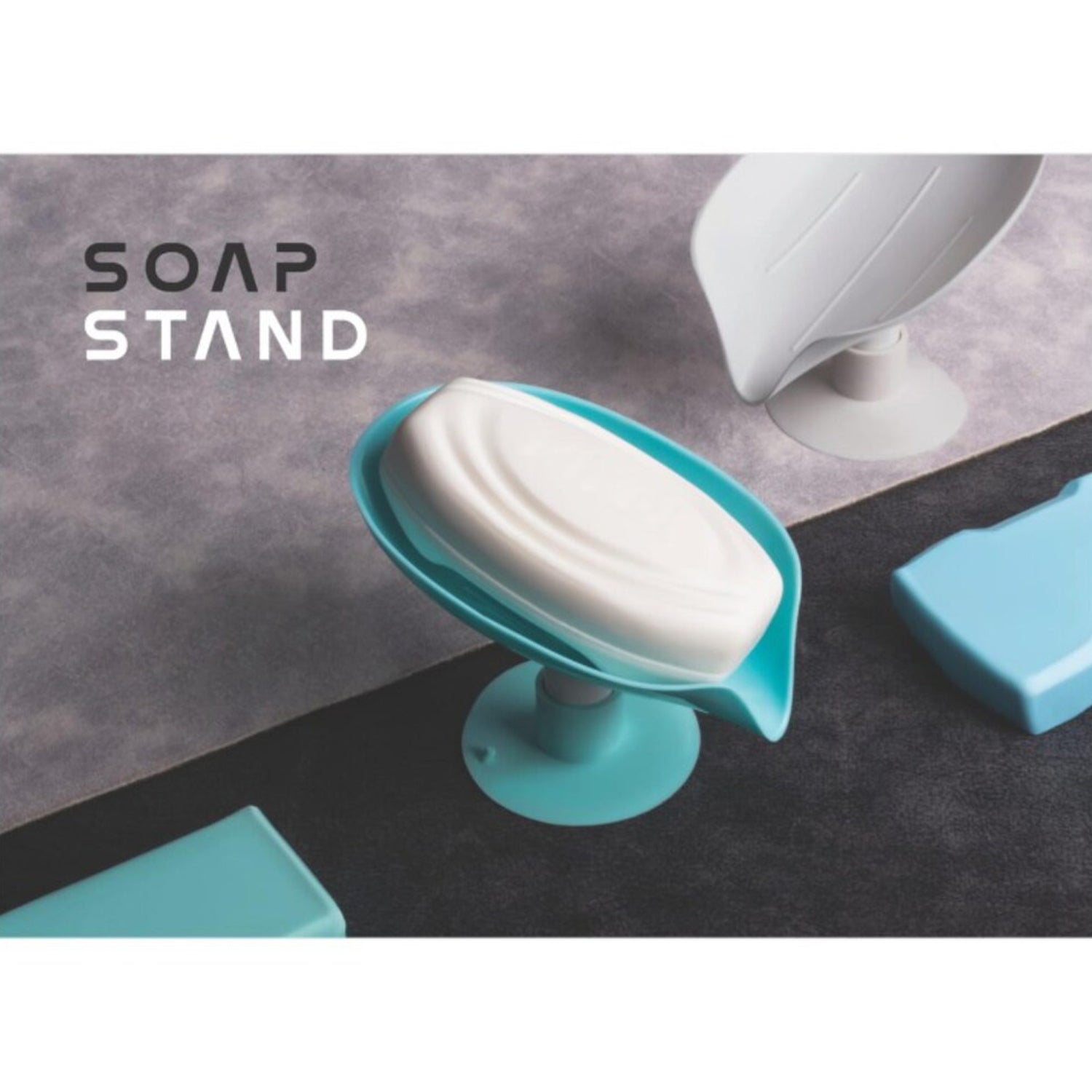 Wukusy soap holder stand with self-draining soap dish, perfect for bathroom or kitchen organization, made of durable material.
