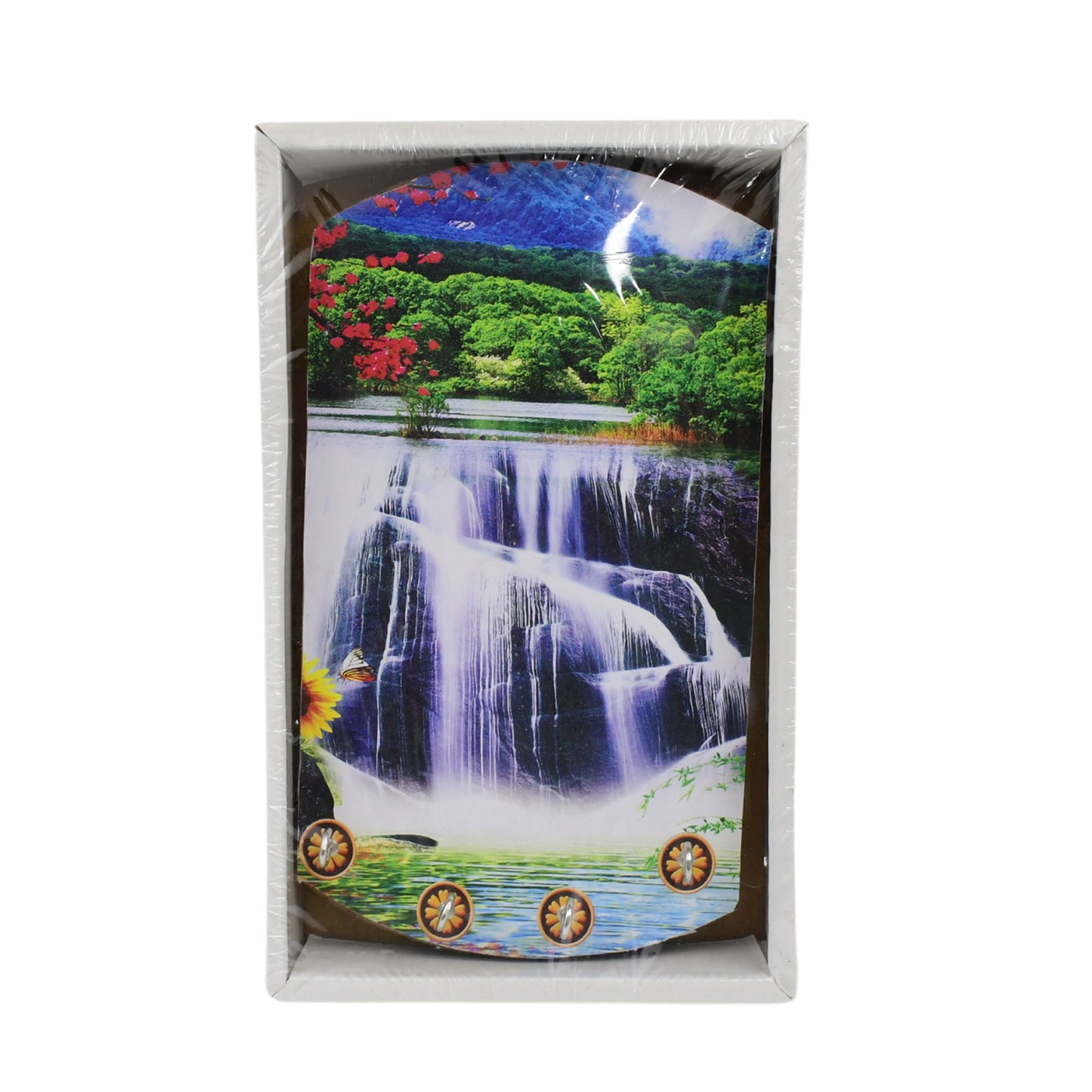 Decorative wooden vertical scenery wall hanging with hooks by Wukusy, ideal for enhancing home decor.
