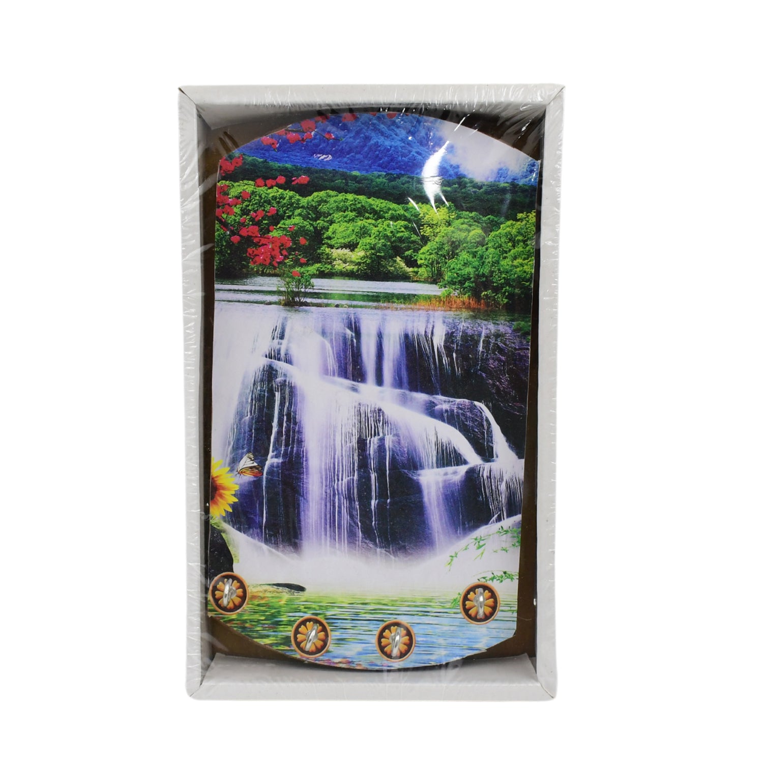 Decorative wooden vertical scenery wall hanging with hooks by Wukusy, ideal for enhancing home decor.