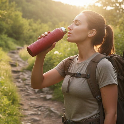 Red Wukusy Alpha Pro Classic stainless steel water bottle, 1000 ml capacity, with a sleek red finish and durable design.