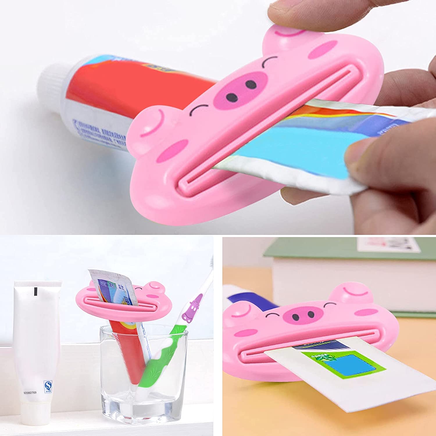 Wukusy 3.5-inch animal-shaped toothpaste tube squeezer for extruding toothpaste, facial wash, tomato sauce, or other tubes.