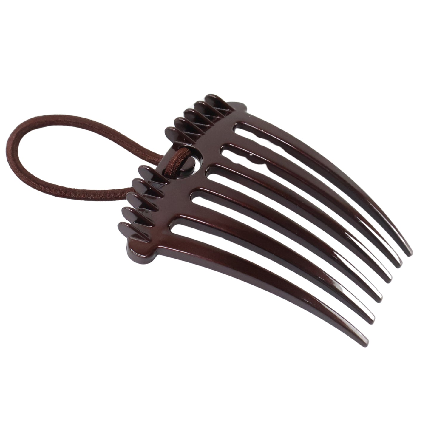 Wukusy ponytail comb with elastic loop, designed for secure hair styling, shown in close-up on a white background.