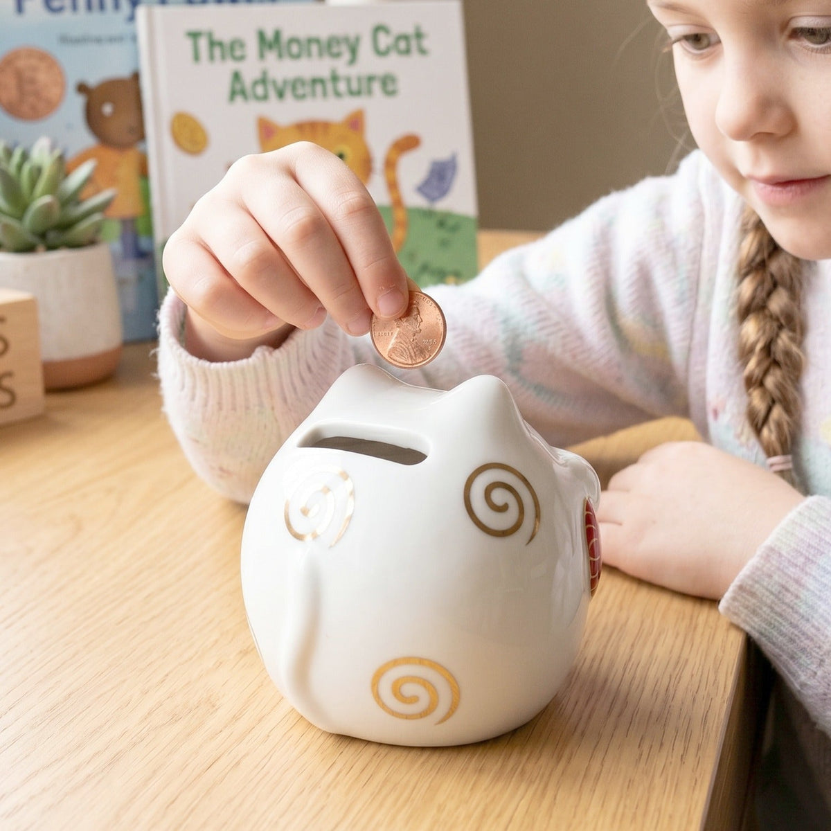 Ceramic Cat Piggy Bank  Cute Coin Saving Box For Kids And Adults