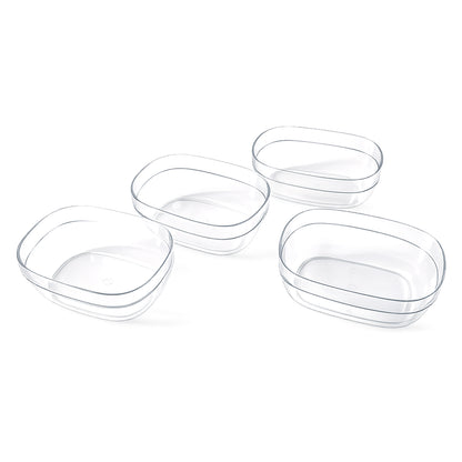 Set of four transparent Wukusy multipurpose serving bowls with smooth, clear design for versatile kitchen use.