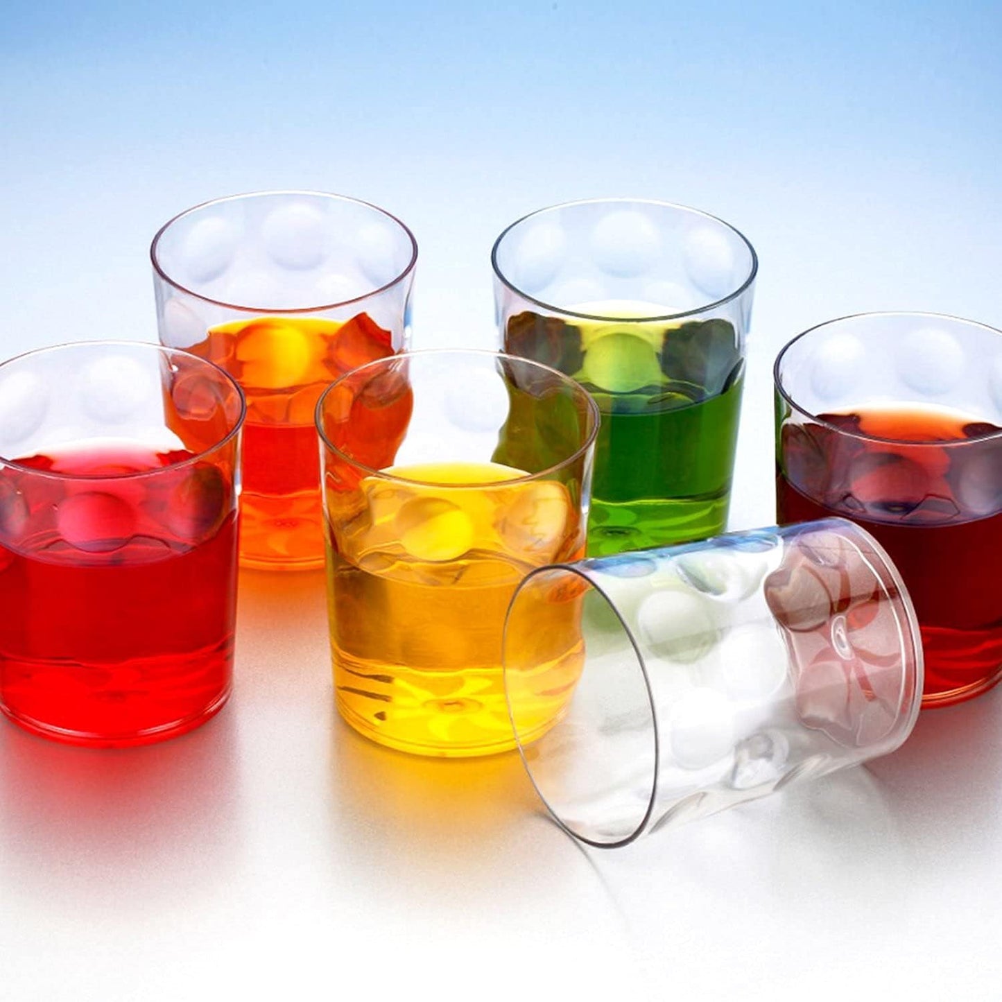 Set of 6 Wukusy Magic Glass clear glass bubble water and juice glasses, showcasing their unique bubble design and transparent finish.
