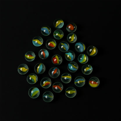Set of 35 colorful glass marbles for kids, ideal for home decor and craft projects, by Wukusy.