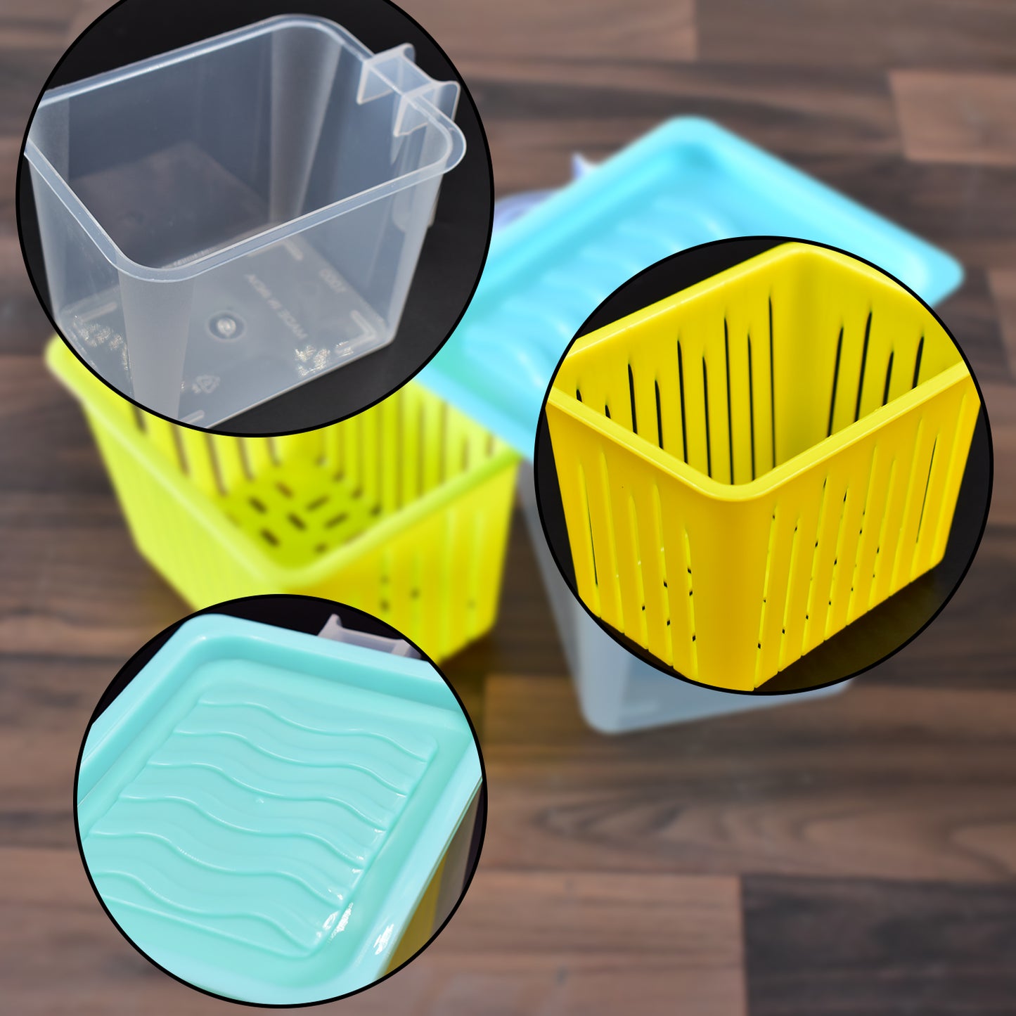 Wukusy 2836 fridge storage containers with handles, 4-piece set of clear plastic kitchen storage bins for organized food storage