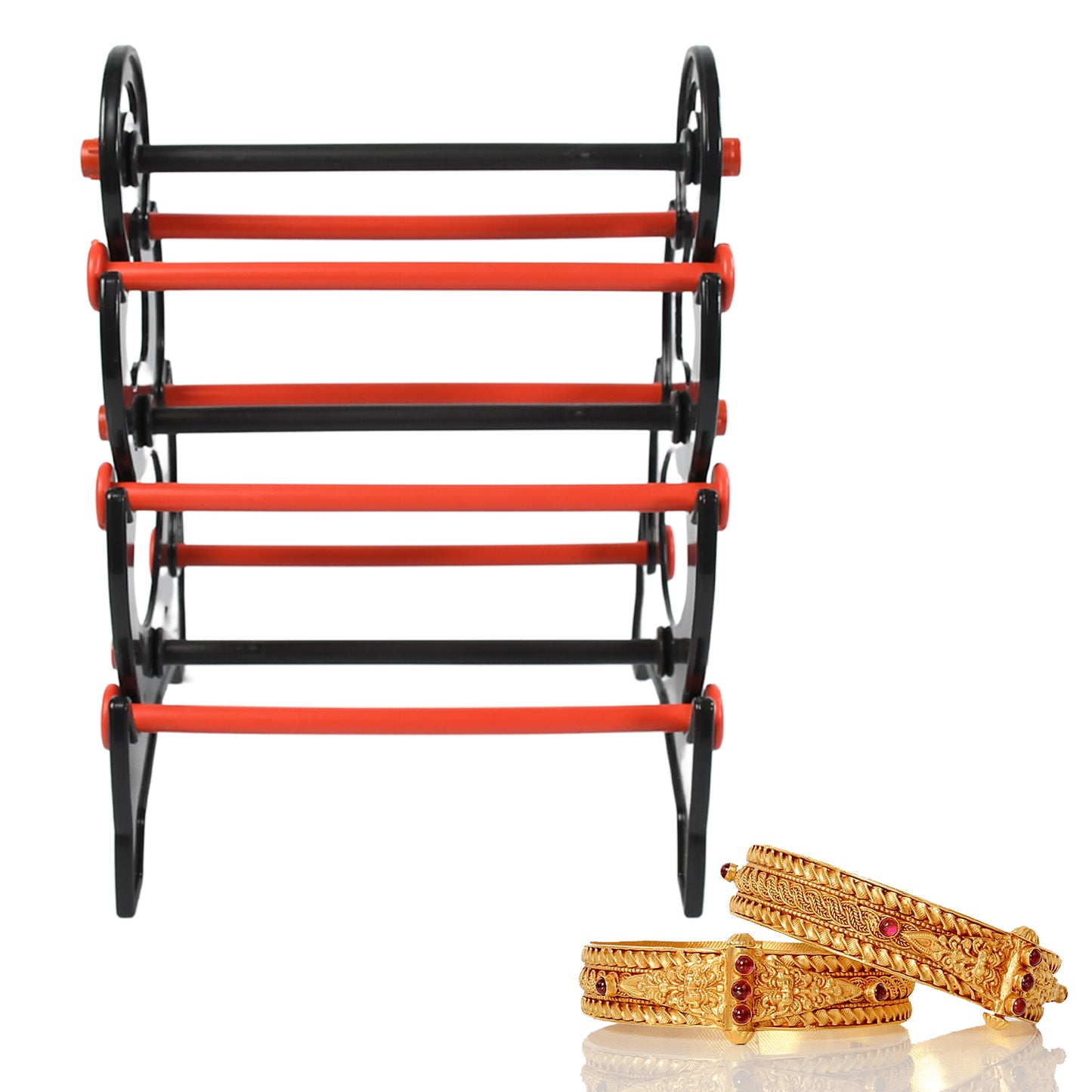 Wukusy 6261 Bangle Stand 3-step jewelry organizer for displaying bangles and bracelets at home, black metal with multiple tiers
