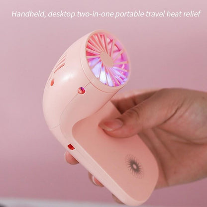 Wukusy 4814 portable mobile phone holder fan, handheld personal fan with multi-function design, charging capability, battery not included.