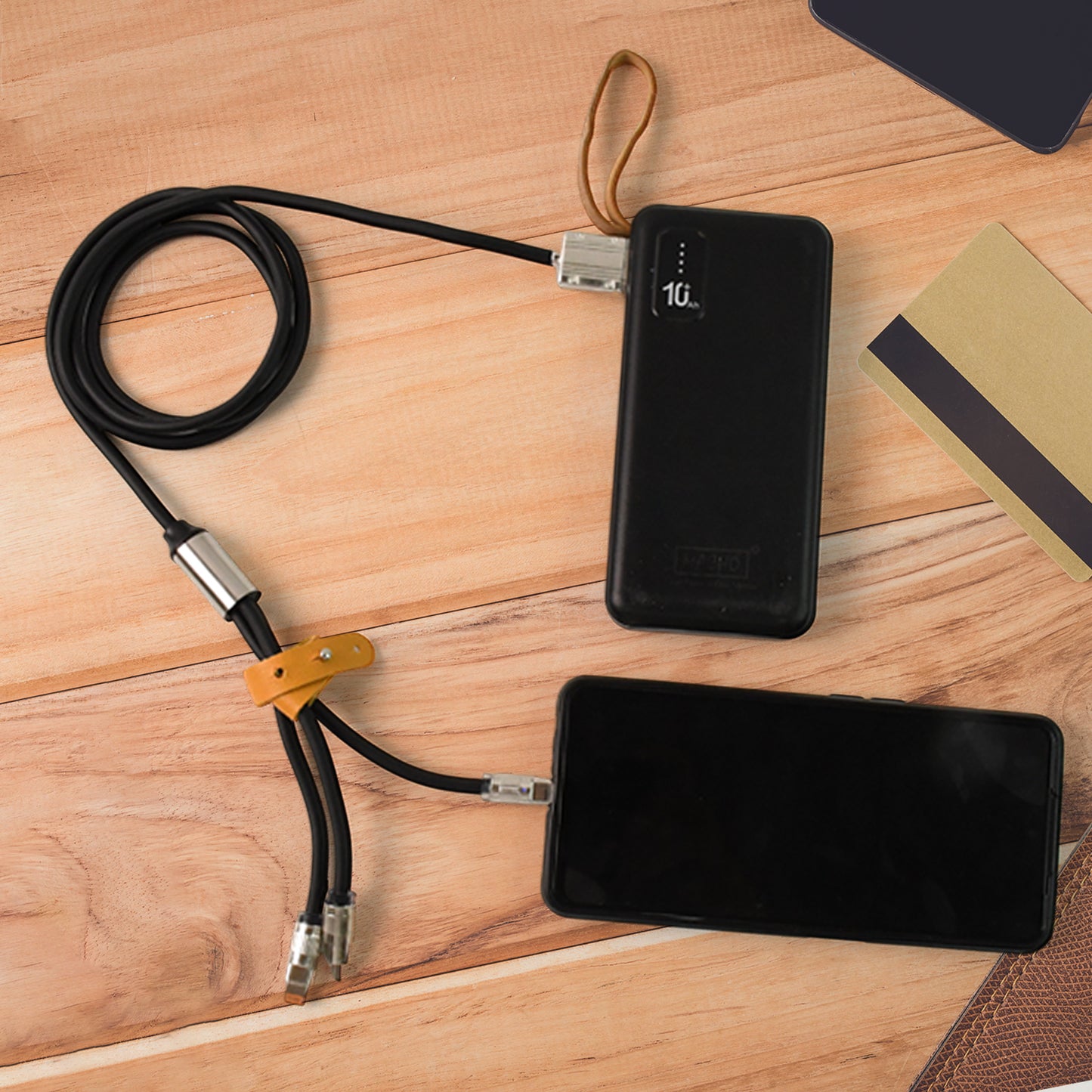 Wukusy 3-in-1 super fast charging mobile accessory cable, 2 meters long, with multiple connectors for versatile device charging.