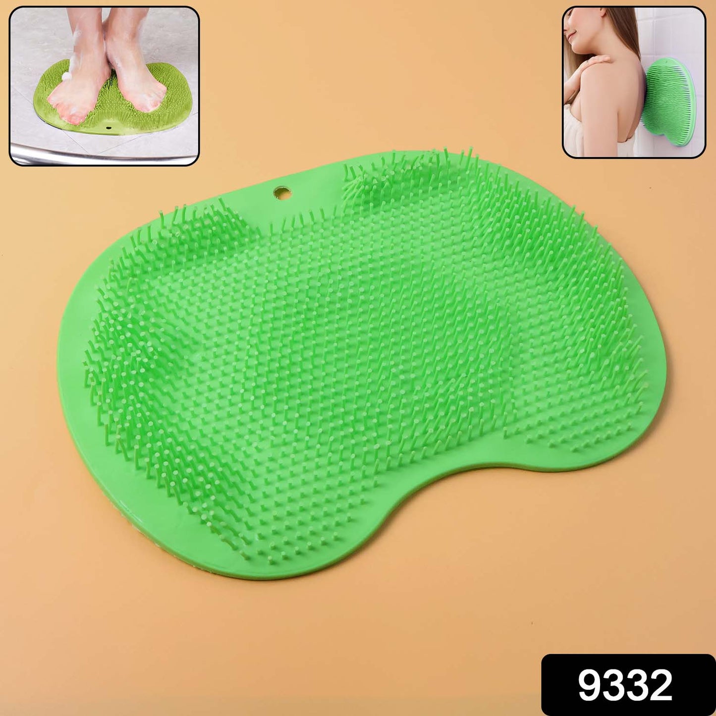 Purple silicone bath massage cushion with suction cups and exfoliating foot scrubber mat by Wukusy, ideal for relaxing baths.