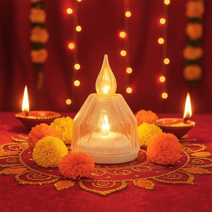 Set of 8 Wukusy LED flameless decorative Diyas for home decor, featuring warm glow and realistic design for festive ambiance.