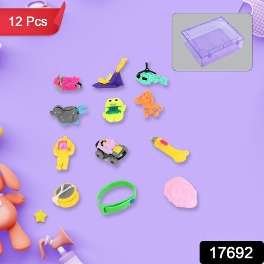 Wukusy 12-in-1 toy set for kids with 10 small, colorful toys for curiosity and imaginative play in a home improvement style.
