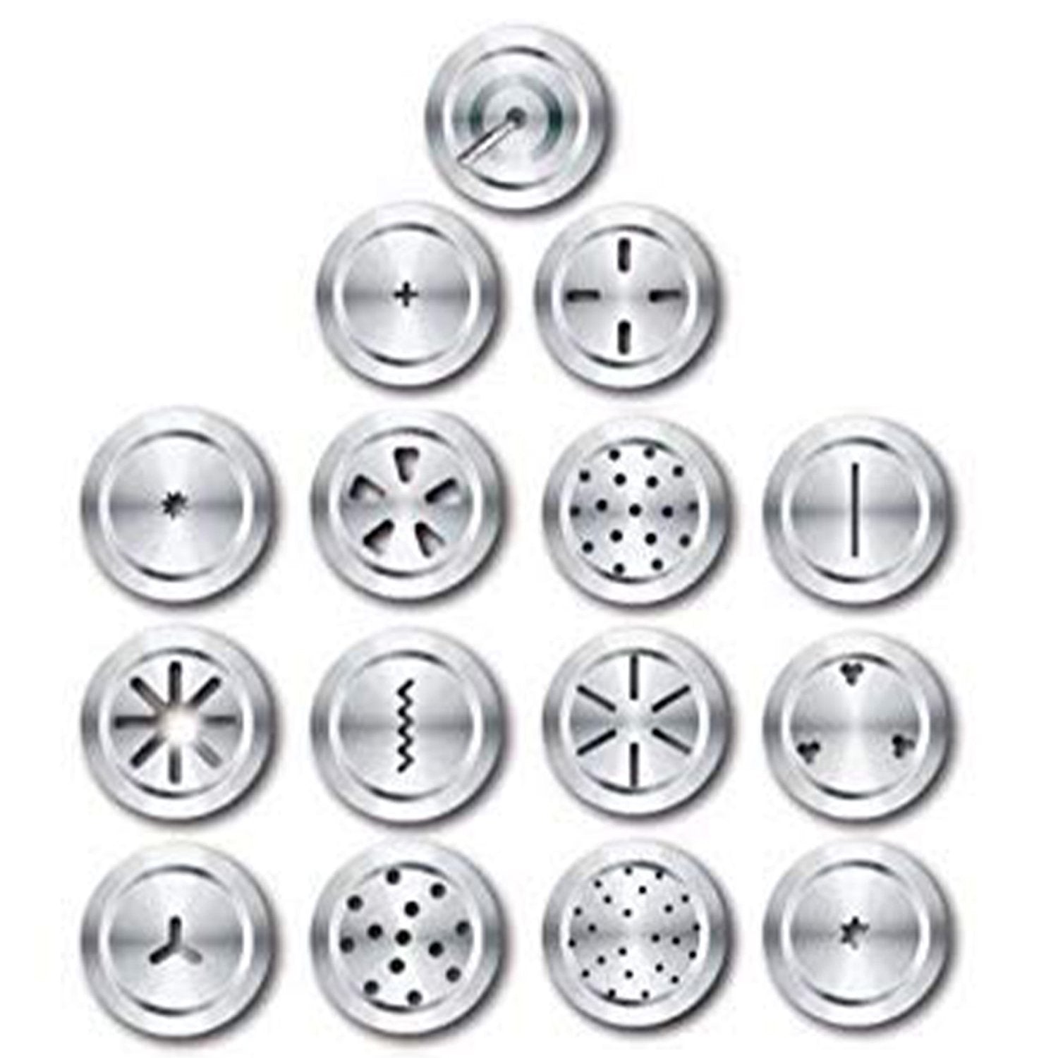 Wukusy 15-in-1 stainless steel kitchen press with multiple attachments for versatile food preparation, displayed with various parts.
