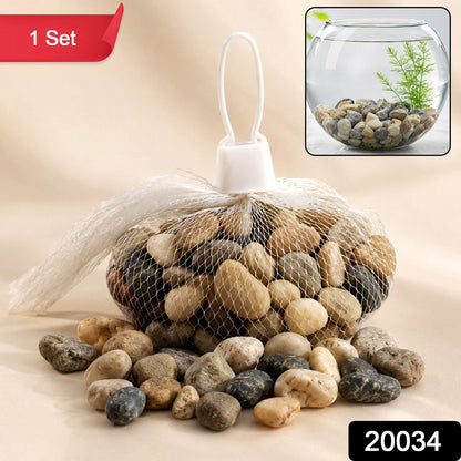 Set of natural river pebbles stones from Wukusy, ideal for aquariums, vases, planters, and garden decor arrangements.