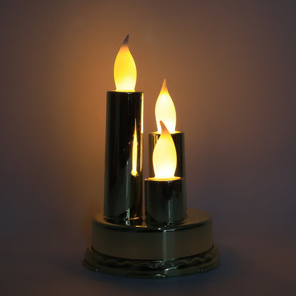 Wukusy LED flameless candle lamp with a triple candle design, ideal for home decor, featuring warm flickering light.