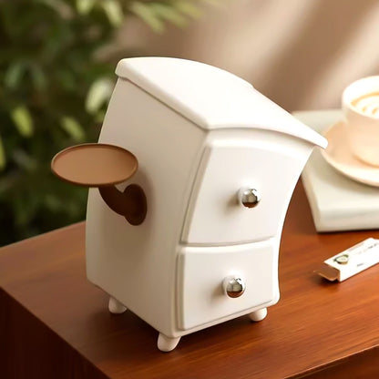 Wukusy 2-layer desktop storage drawer organizer with compartments for office supplies on a wooden desk.