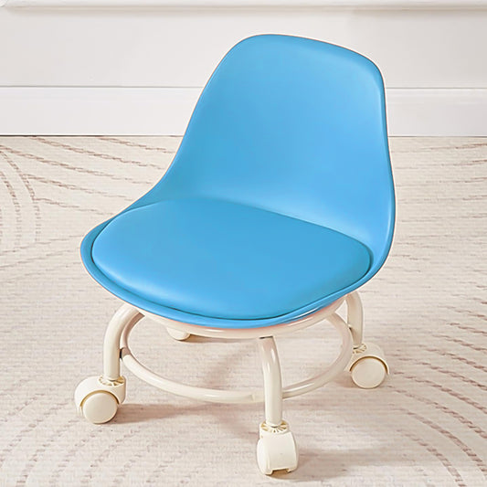 Wukusy plastic low round rolling stool with wheels, colorful pedicure stool for home improvement, adjustable height and comfortable seat