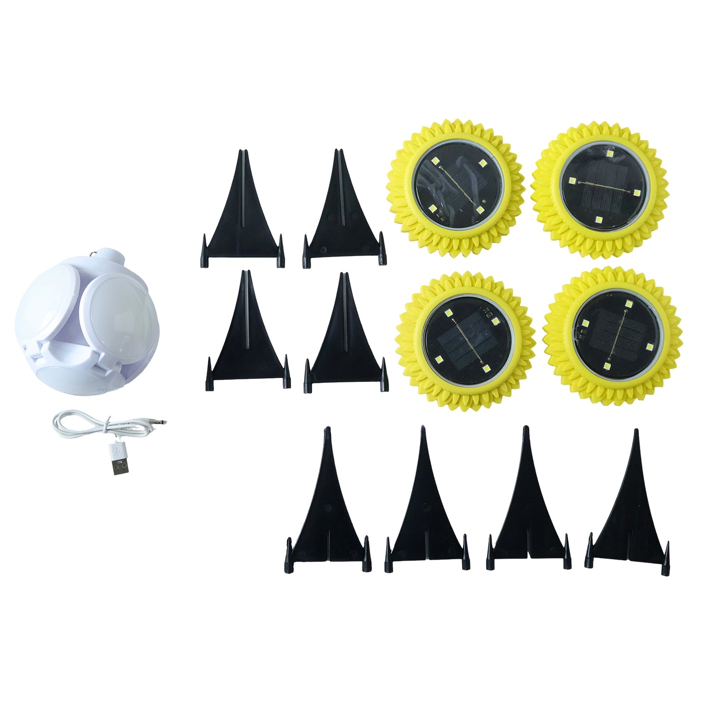 Wukusy solar garden decorative LED ground lights, 2-piece set, installed in grassy outdoor area with warm illumination at dusk.