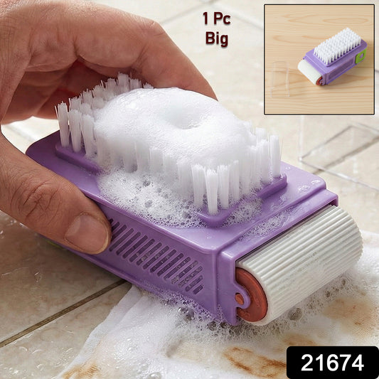 Wukusy multi-functional big cleaning brush with roller and scrubber, featuring sturdy bristles and ergonomic handle for heavy-duty cleaning.