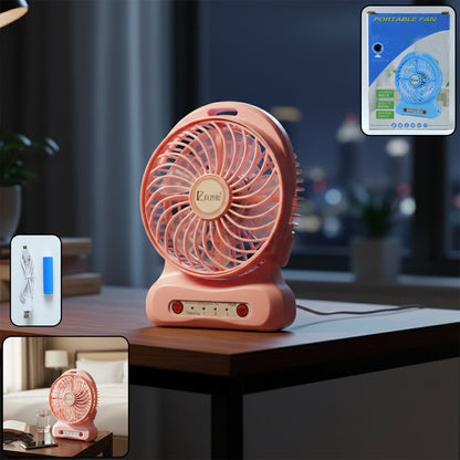 Wukusy portable USB rechargeable desk fan with adjustable blades and compact design, perfect for personal cooling.