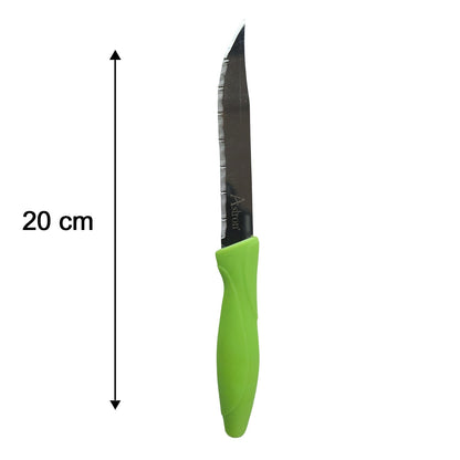 Wukusy stainless steel kitchen knife and peeler set with three tools, including a chef's knife, paring knife, and vegetable peeler.