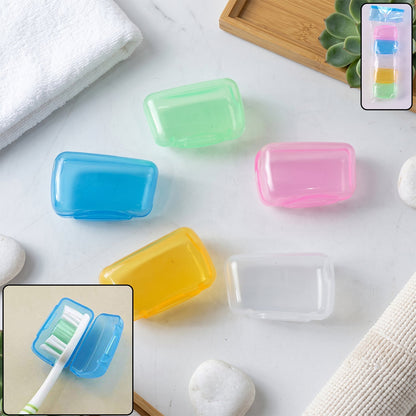 Set of five Wukusy toothbrush head cover caps, anti-dust travel brush protectors to keep toothbrush heads clean and hygienic.