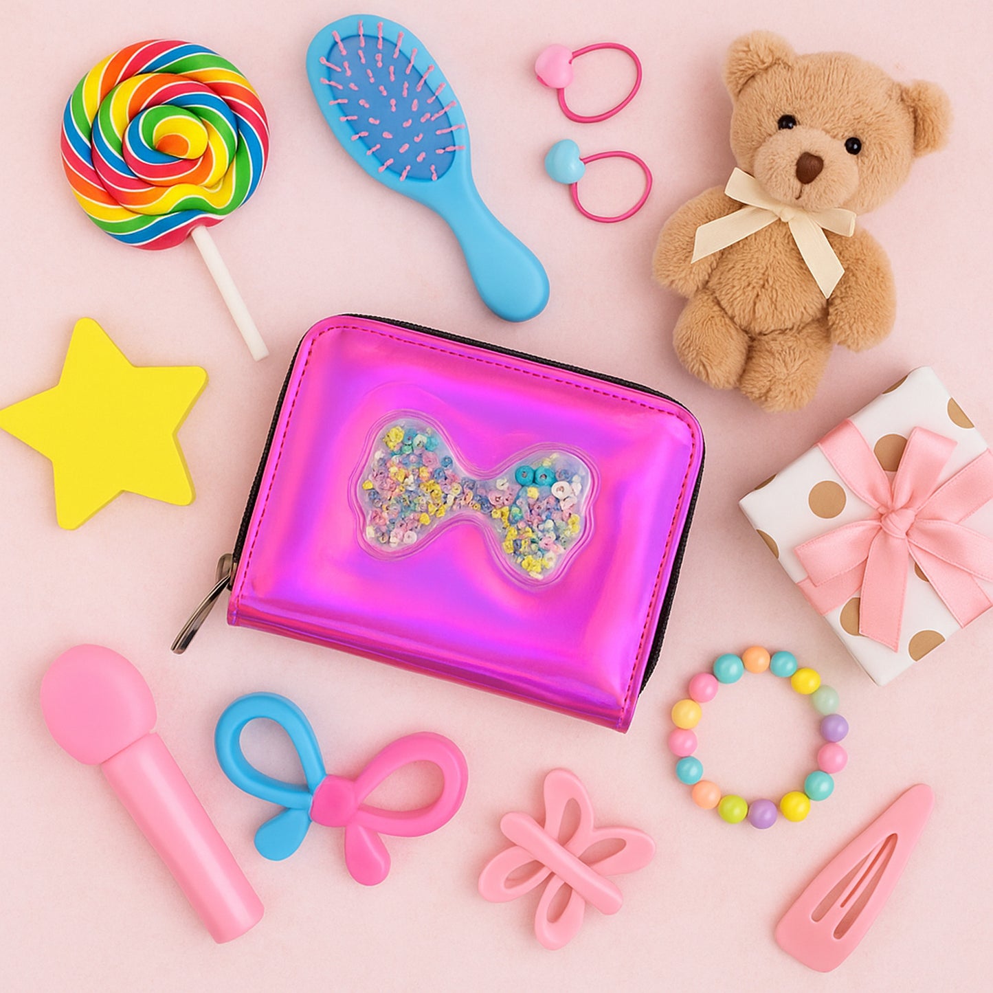 Colorful Wukusy kids travel wallet with multiple compartments, designed for children to keep their essentials organized.