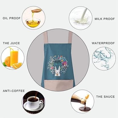 Wukusy multipurpose kitchen cooking apron with front pocket, made of durable fabric, in a neutral color with adjustable straps