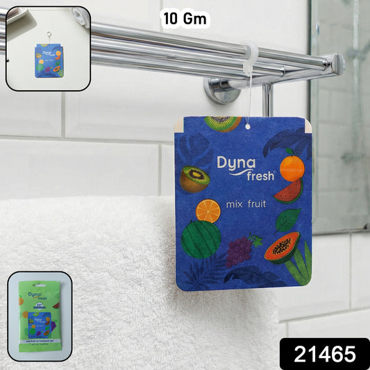 Wukusy Mix Fruit Hanging Air Freshener Gel, 10g, with colorful fruit-shaped gel in clear hanging package.