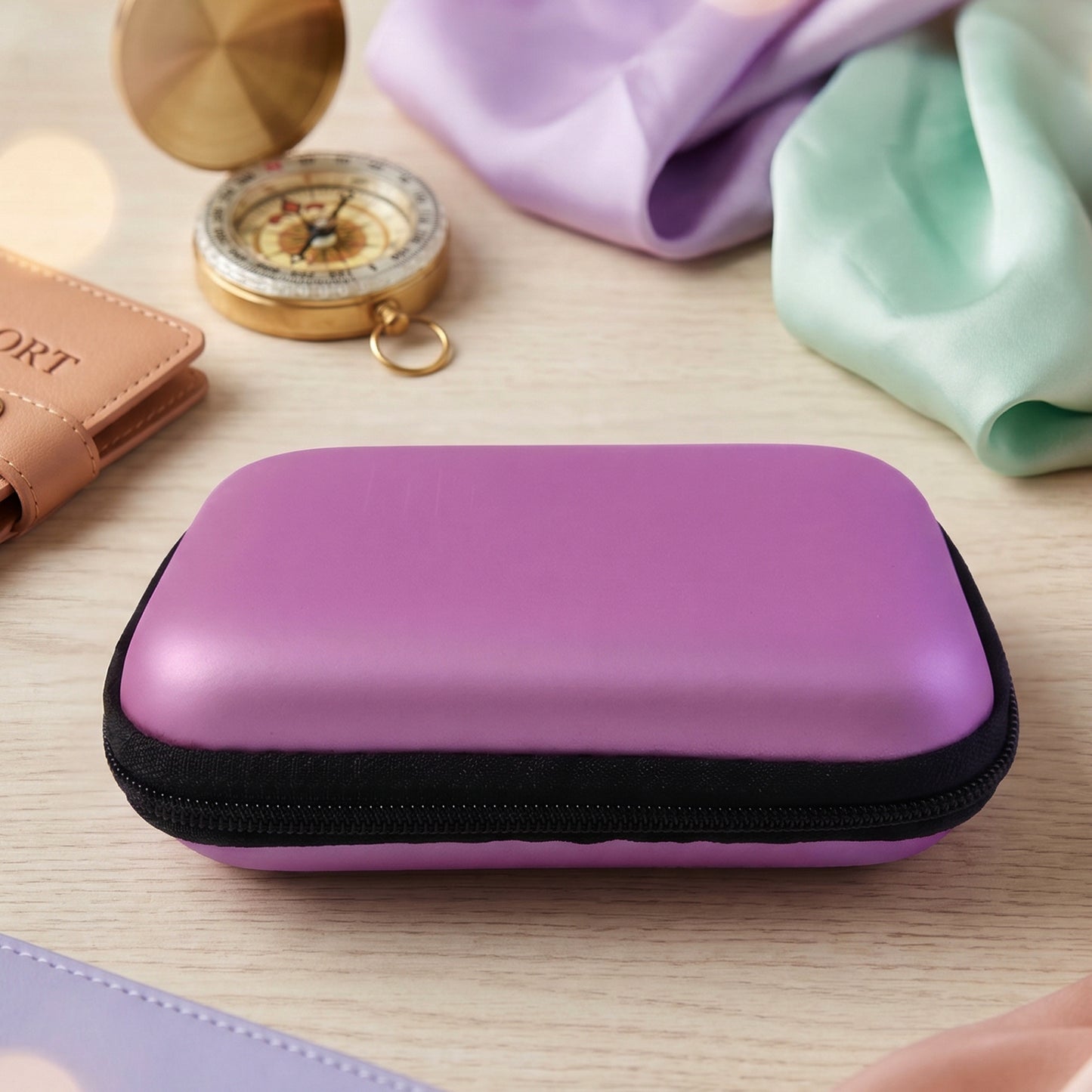 Wukusy mini multi-purpose travel storage case for earphone cables and SD cards, compact and portable for accessories.