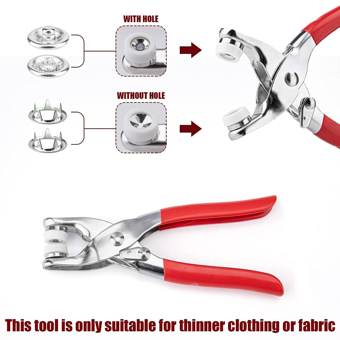 Wukusy heavy duty snap button fastener plier tool kit with multiple attachments and tools for installing snap buttons.