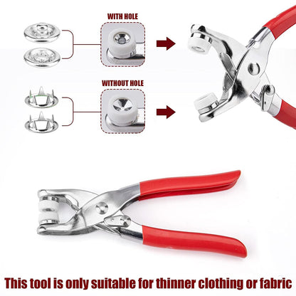 Wukusy heavy duty snap button fastener plier tool kit with multiple attachments and tools for installing snap buttons.