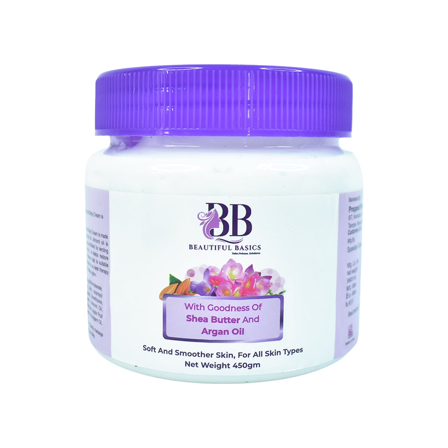 Wukusy Beautiful Basics Shea Butter and Argan Oil Body Cream in a 450g jar with a creamy texture and natural ingredients.