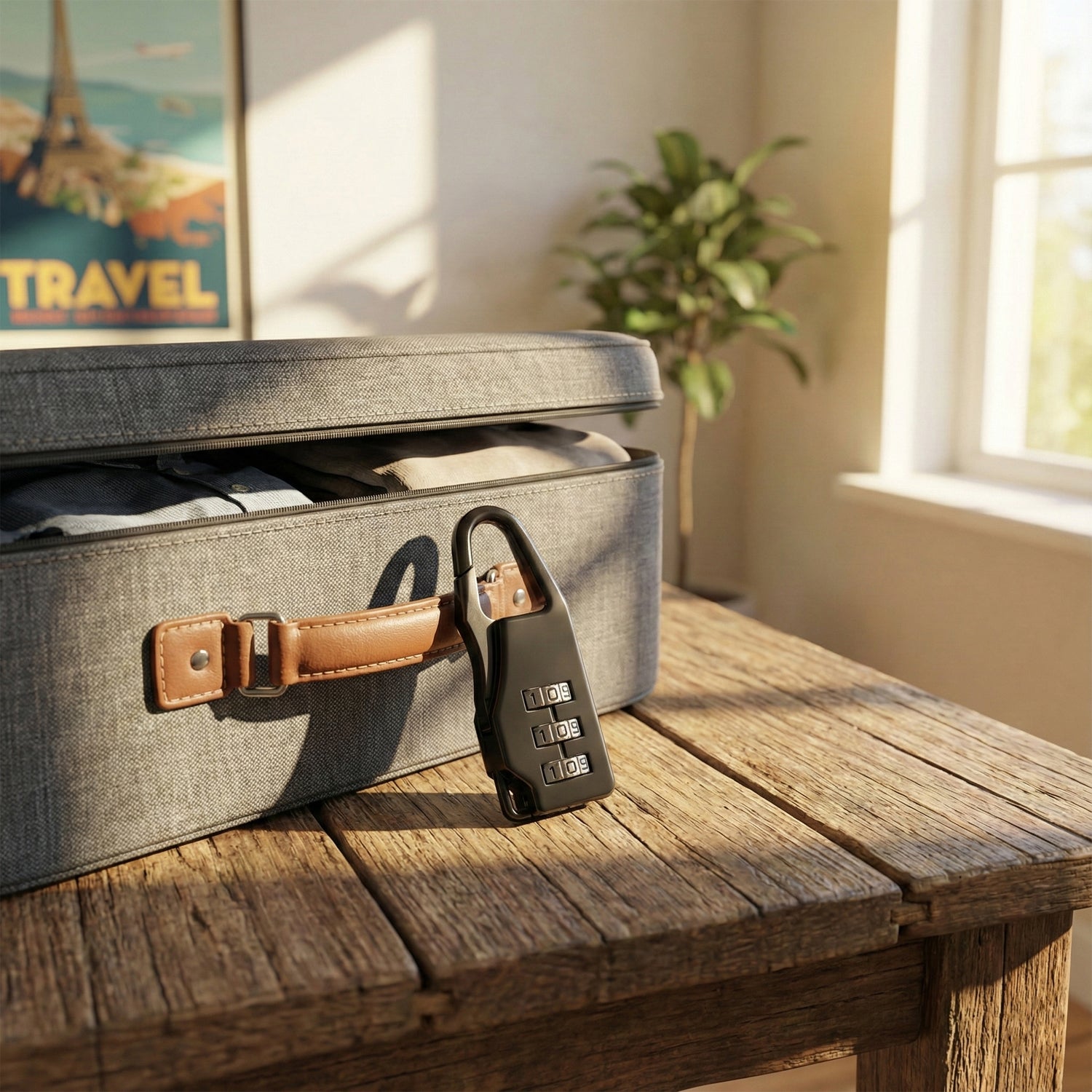 Wukusy Secure 3-digit combination travel lock showing silver metal body and combination dials for luggage security