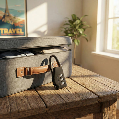 Wukusy Secure 3-digit combination travel lock showing silver metal body and combination dials for luggage security