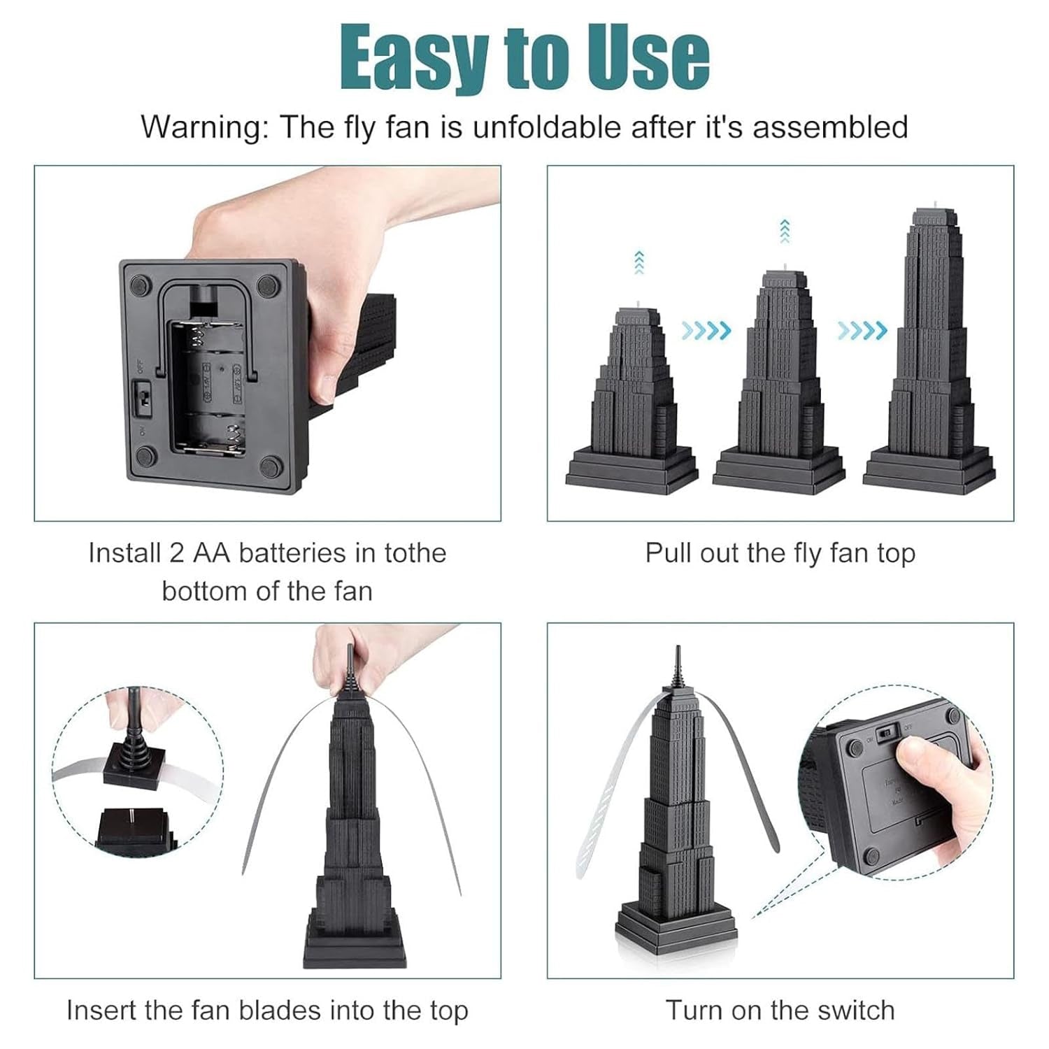 Wukusy fly repeller tabletop fan set with three food protection fans to keep flies away from dining tables.