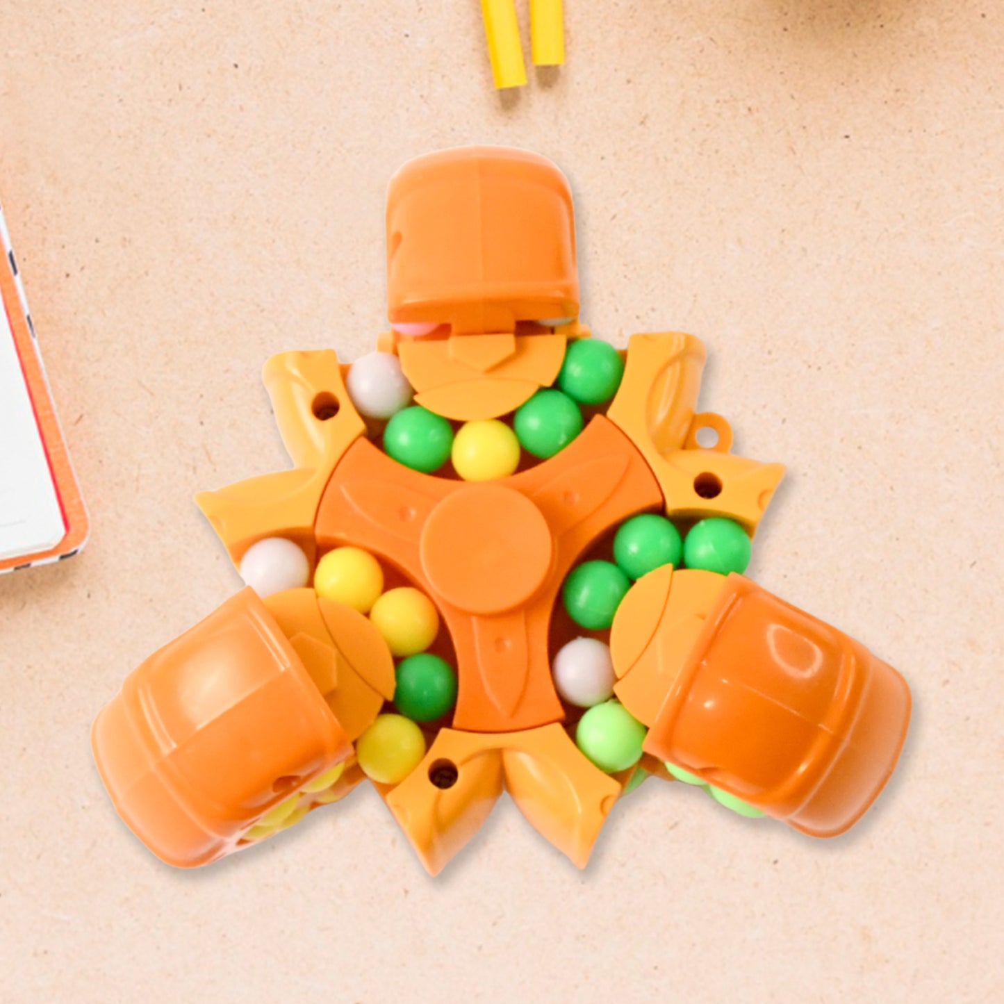 Wukusy Aditi 3-in-1 interactive spinny twist puzzle ball toy with colorful segments for kids' fun and problem-solving.