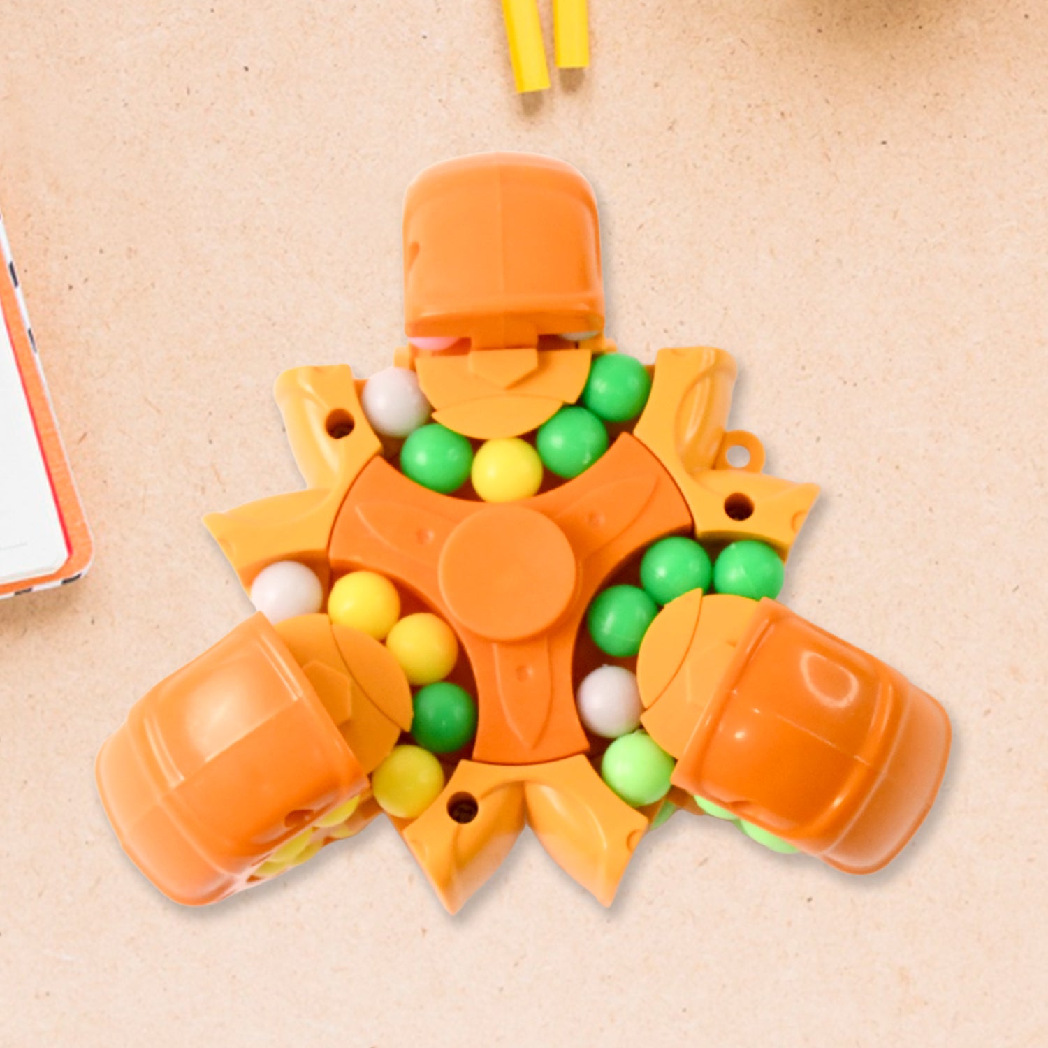 Wukusy Aditi 3-in-1 interactive spinny twist puzzle ball toy with colorful segments for kids' fun and problem-solving.