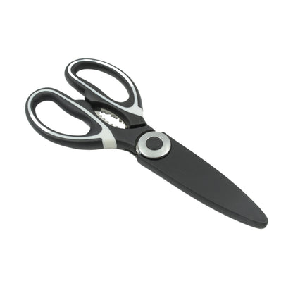 Wukusy 3-in-1 multi-function kitchen tool with stainless steel seafood scissors, vegetable, fruit, cheese, meat slicer and bottle opener