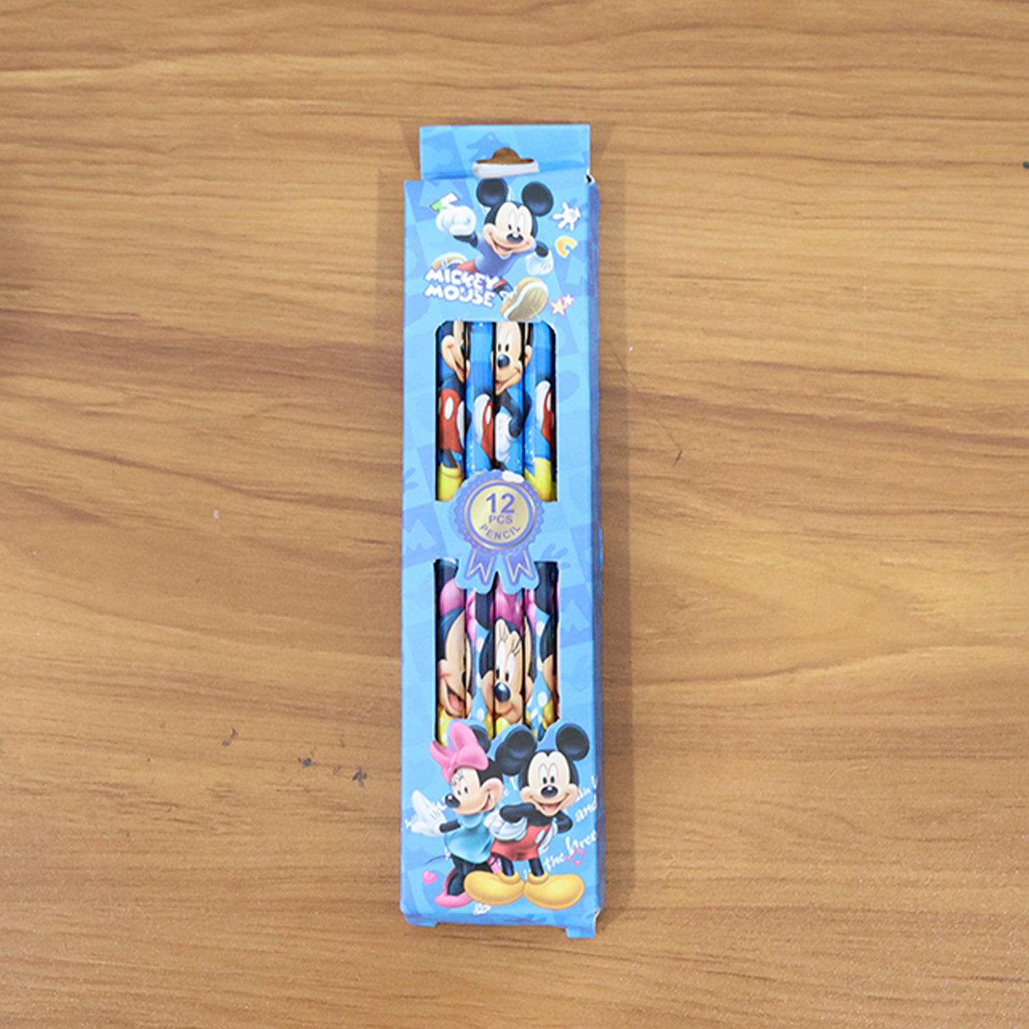 Set of 12 Wukusy cartoon-printed graphite pencils for office use, featuring colorful character designs on each pencil.